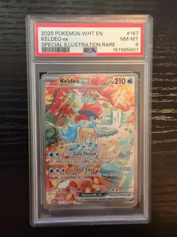 Pokemon 2025 Keldeo ex 167/086 Sv: White Flare SIR Holo PSA 8 - Image 1