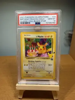 Pokemon 2021 Celebrations Classic Collection Birthday Pikachu 24/53 Holo PSA 10 - Image 1