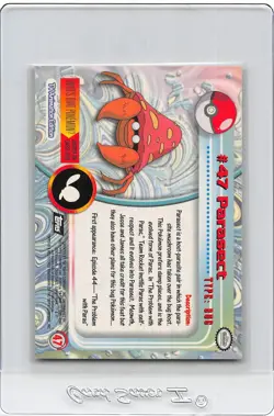 Parasect #47 - BLACK Logo - NON-HOLO - SERIES 1 - TOPPS POKEMON CARD - NM/LP - Image 2