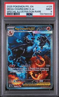 Pokemon TCG Mega Charizard X EX SIR Holo Me02 Phantasmal Flames PSA 9 - Image 1