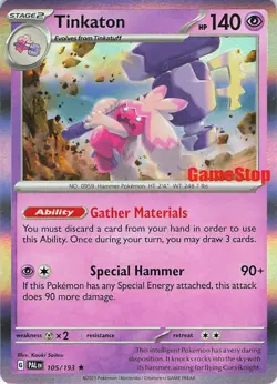 Tinkaton 105/193 Rare Paldea Evolved Pokemon Holo Near Mint - Image 1
