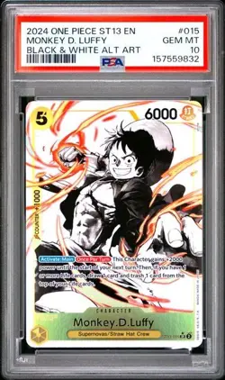 2024 One Piece Monkey.D.Luffy ST13-015 Black & White Alt Art PSA 10 - Image 1