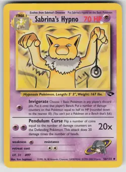 Sabrina's Hypno 56/132 Uncommon Gym Challenge Pokemon Unlimited MP - Image 1