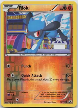 Riolu 79/113 Uncommon Legendary Treasures Pokemon Reverse Holo LP - Image 1