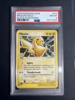 2003 POKEMON BLACK STAR PROMO #012 PIKACHU-HOLO PSA 8 🌀 HEAD SWIRL 🌀 - Image 1