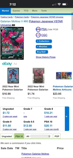 Pokemon Galarian Moltres V 080/172 Vstar Universe Holo Japanese TAG 10 - Image 3