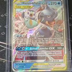 2019 Pokemon Sun & Moon Cosmic Eclipse #38 Blastoise & Piplup GX - Image 1