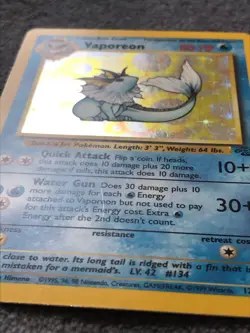 1999 Pokemon Jungle Unlimited - Vaporeon Holo - 12/64 Rare - Image 4