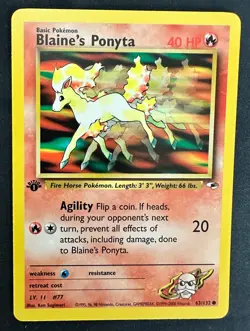 Pokemon 2000 Gym Heroes 1st Edition BLAINE'S PONYTA 63/132 NM - never played - Image 1