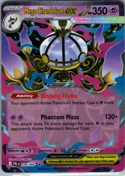 Mega Chandelure ex 038/084 Double Rare Pitch Black Pokemon Holo Near Mint - Image 1