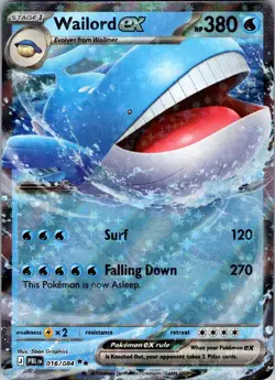 Wailord ex 016/084 Double Rare Pitch Black Pokemon Holo Near Mint - Image 1