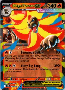 Mega Pyroar ex 015/086 Holo Double Rare Chaos Rising Pokemon Near Mint - Image 1