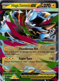 Mega Zeraora ex 027/084 Double Rare Pitch Black Pokemon Holo Near Mint - Image 1