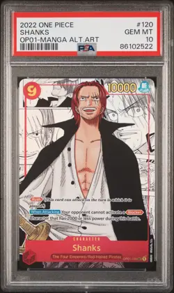 2022 ONE PIECE OP01-ROMANCE DAWN MANGA ALTERNATE ART #120 SHANKS PSA 10 - Image 1