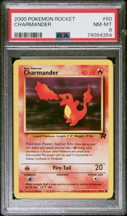 2000 POKEMON ROCKET #50 CHARMANDER PSA 8 - Image 1