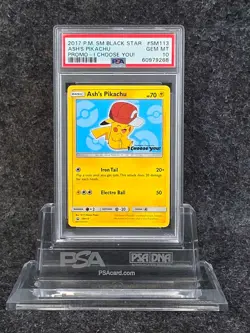 2017 POKEMON SM BLACK STAR PROMO I CHOOSE YOU! #SM113 ASH'S PIKACHU PSA 10 ⭐⭐⭐⭐⭐ - Image 1