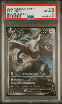 2022 POKEMON SWORD & SHIELD SILVER TEMPEST #186 FULL ART/LUGIA V PSA 10 - Image 1