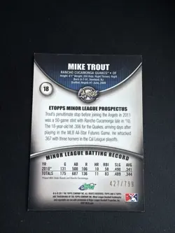 Mike Trout Rookie #405/799 2011 eTopps Rancho Cucamonga Quakes - ANGELS - Image 4