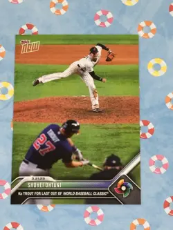 2023 Topps Now World Baseball Classic Shohei Ohtani/Mike Trout #WBC-71 Japan/USA - Image 1