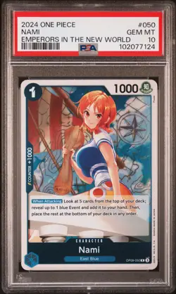 2024 ONE PIECE OP09 050 NAMI PSA 10 POP 13 EMPERORS IN THE NEW WORLD #50 - Image 1