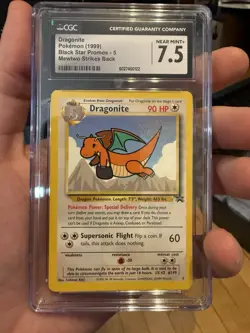 1999 Pokemon Dragonite Black Star Movie Promo 5 CGC 7.5 - Image 1