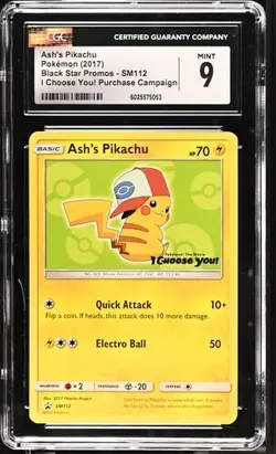 Ash’s Pikachu SM112 CGC 9 Black Star Promo Pokemon The Movie - I Choose You Mint - Image 1