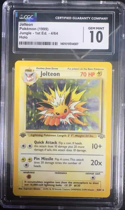 Pokemon Jolteon TCG Jungle 4/64 Holo Unlimited 1st Edition Rare Mint CGC 10 🚀 - Image 1