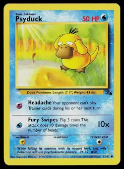 Pokemon Card Fossil Psyduck 53/62 Common 1999-2000 Theme Deck Exclusive - Image 1