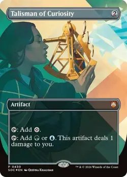 MTG Talisman of Curiosity - Foil - Borderless, NM-Mint, English Commander: Secre - Image 1