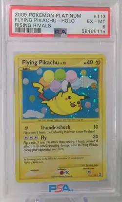2009 POKEMON PLATINUM RISING RIVALS #113/111 FLYING PIKACHU HOLO PSA 6 - Image 1