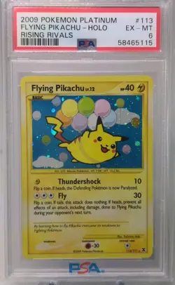 2009 POKEMON PLATINUM RISING RIVALS #113/111 FLYING PIKACHU HOLO PSA 6 - Image 2