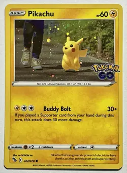 Pikachu 027/078 (NM) Cosmo Holo Sword & Shield: Pokemon Go Promo 2022 TCG - Image 1