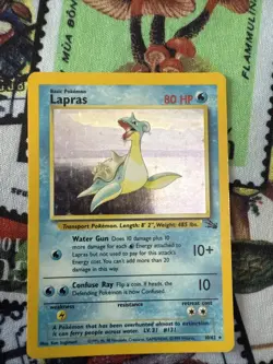 Pokemon TCG Lapras Fossil Holo Unlimited Rare Card 10/62 Vintage! ✨ - Image 2