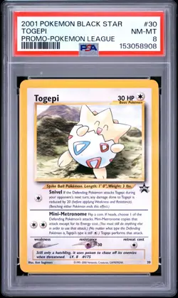2001 POKEMON PROMO BLACK STAR POKEMON LEAGUE #30 TOGEPI PSA 8 - Image 1