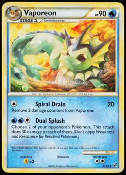 Vaporeon 41/90 Uncommon HGSS Undaunted Pokemon Lightly Played - Image 1