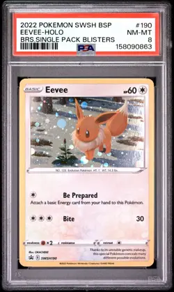 POKEMON 2022 Single Pack Blisters Promo EEVEE Holo SWSH #190 PSA 8 - Image 1