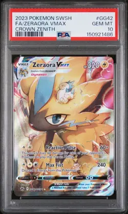 PSA 10 Zeraora Vmax GG42/GG70 Sword Shield Crown Zenith Pokemon - Image 1