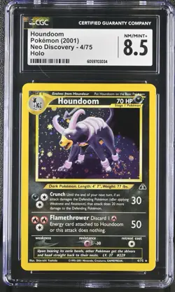CGC 8.5 Houndoom 2001 Neo Discovery 4/75 Holo Pokemon Card SWIRL 🌀 - Image 1