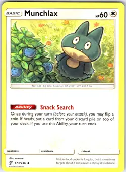 Munchlax 173/236 Uncommon Unified Minds Pokemon Near Mint - Image 1