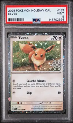 2025 POKEMON HOLIDAY CALENDAR #133 EEVEE PSA 9 - Image 1