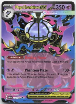 Mega Chandelure ex 038/084 Double Rare Pitch Black Pokemon Holo Near Mint - Image 1