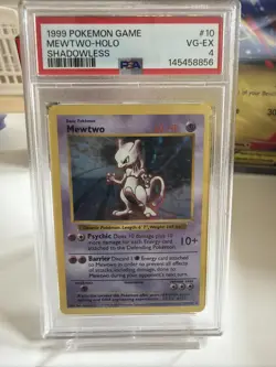 1999 POKEMON BASE SET SHADOWLESS #10 MEWTWO-HOLO PSA 4 - Image 1