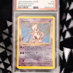 Pokemon TCG Mewtwo Base Set Shadowless Holo 10/102 PSA 4 1999 - Image 1