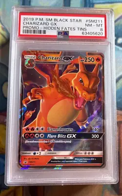 2019 Pokemon SM Hidden Fates Tin Black Star Promo Charizard GX #SM211 PSA 8 NM - Image 1