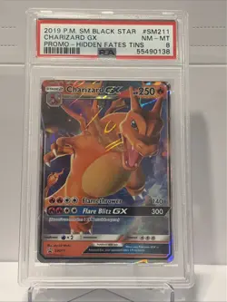 2019 P.M. SM Black Star Charizard GX #SM211 Promo Hidden Fates Tins PSA 8 - Image 2