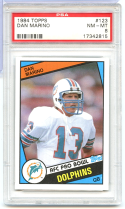 1984 Topps DAN MARINO True Rookie Card #123 PSA 8 NM-MT Dolphins RC - Image 1