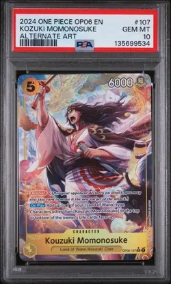 2024 ONE PIECE OP06-WINGS OF THE CAPTAIN #107 KOZUKI MOMONOSUKE ALTERNATE PSA 10 - Image 1