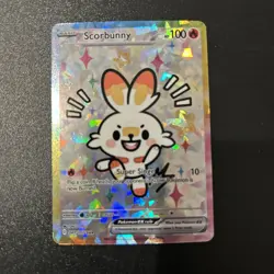 Pokemon Scorbunny Special Doujin Art Starry Holo Card - Image 1