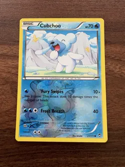 Cubchoo 21/111 XY - Furious Fists Reverse Holo Pokemon Card - NM - Image 1