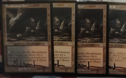 Magic: The Gathering Bloodstained Mire Onslaught Signed Lot Rob Alexander 4 Car… - Image 1